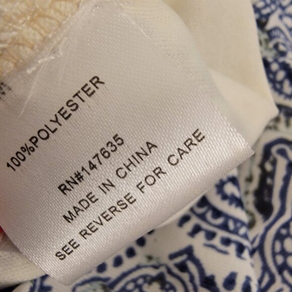 Romeo & Juliet Romper Couture‎ Blue Ivory Paisley Roll Tab Sleeve Medium NEW NWT - Picture 9 of 11
